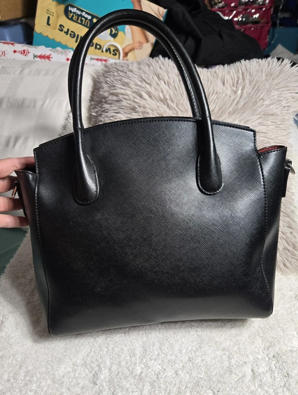 Charles And Keith Structured Top Handle Tote Bag Black